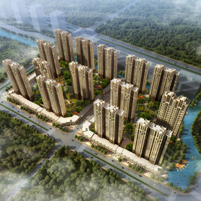 郑州最优 高层小区鸟瞰图设计